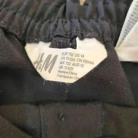 H&M Girl's Black Poly/Spandex Elastic Waistband Pants w Tie - Picture 5 of 9